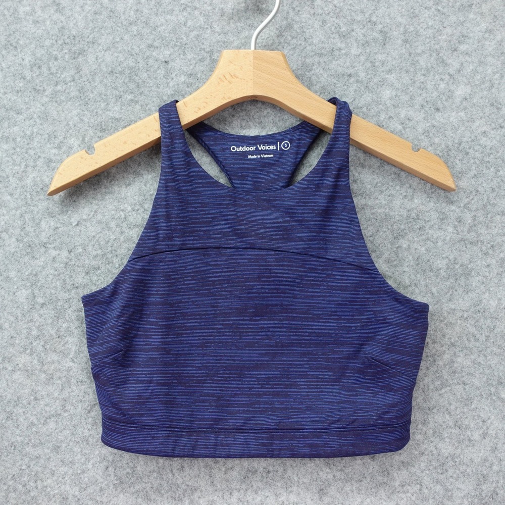 Space Dye Crop Sports Bra Womens S Navy Racerback Running Workout Outdoor Voices